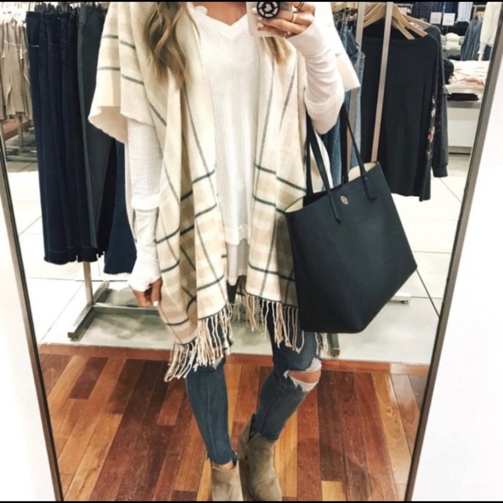 Ann Taylor LOFT Modern Fringe Wrap Cardigan